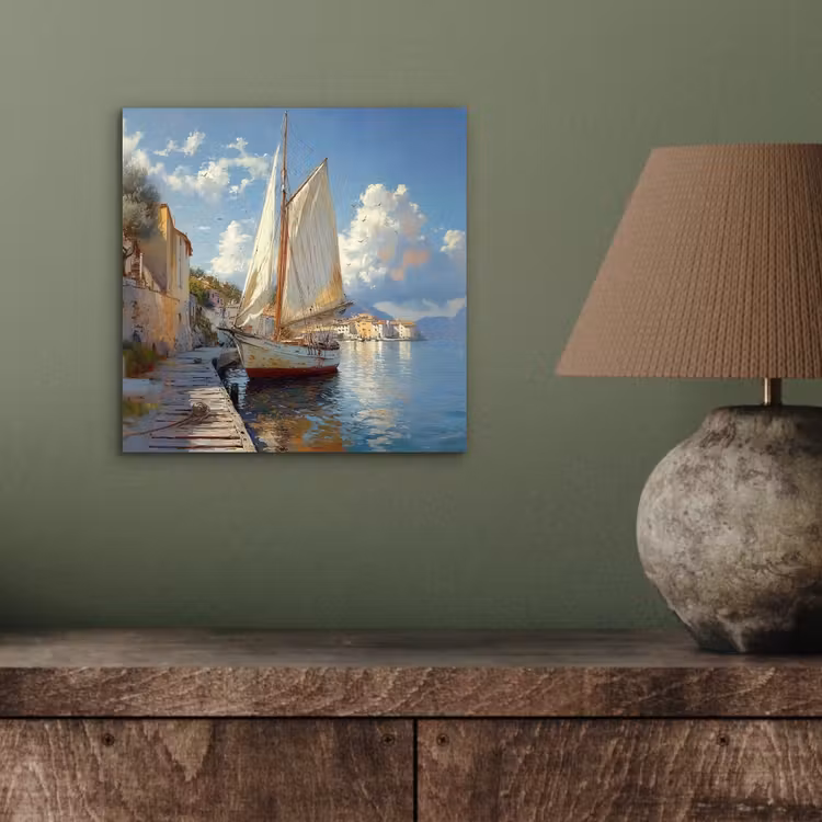 Aluminium schilderij - Zeilschip - Huizen - Kade - Zee — 3