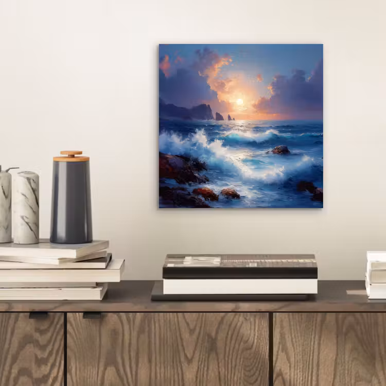 Aluminium schilderij - Golven - Zee - Kleurrijk - Rotsen — 2