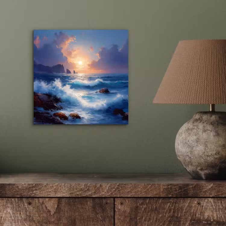 Aluminium schilderij - Golven - Zee - Kleurrijk - Rotsen — 3