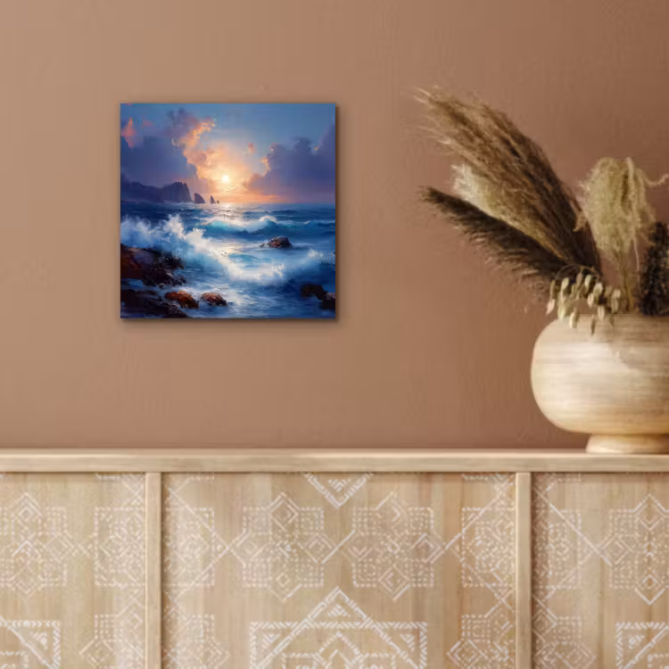Aluminium schilderij - Golven - Zee - Kleurrijk - Rotsen — 5
