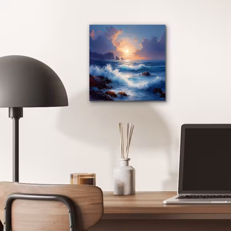 Aluminium schilderij - Golven - Zee - Kleurrijk - Rotsen — 6