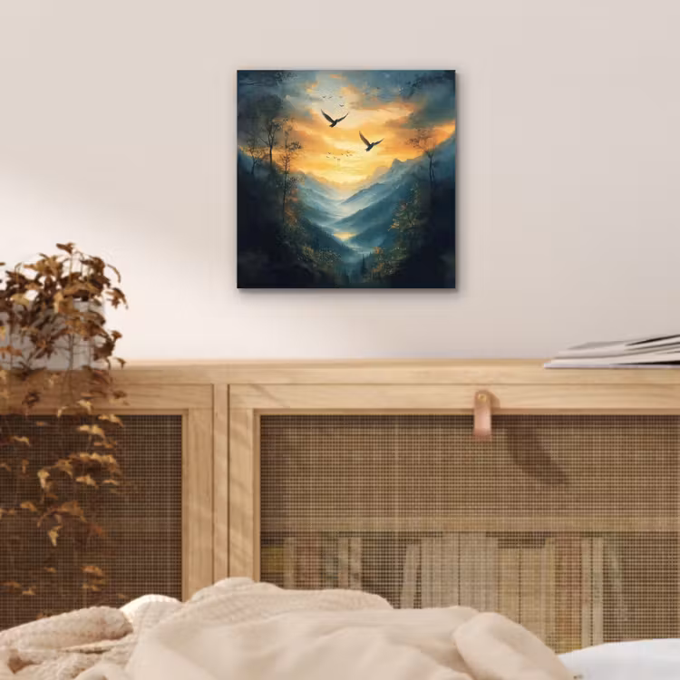 Aluminium schilderij - Vogels - Zon - Bomen - Groen — 4