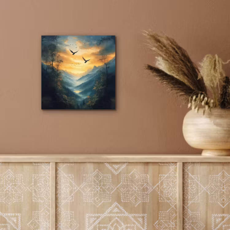 Aluminium schilderij - Vogels - Zon - Bomen - Groen — 5