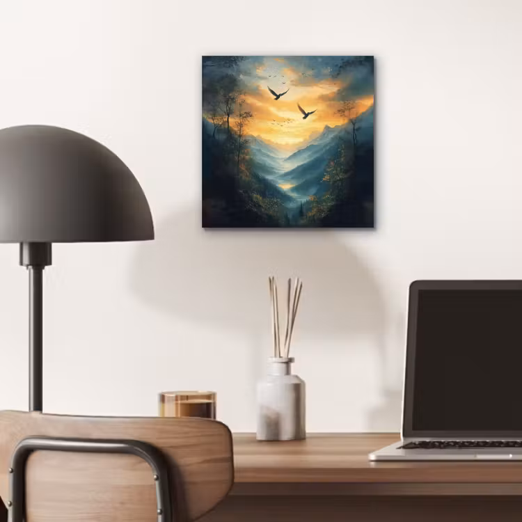 Aluminium schilderij - Vogels - Zon - Bomen - Groen — 6
