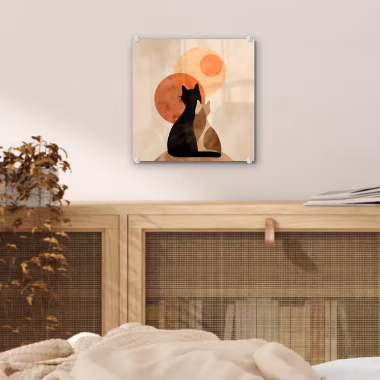 Glas schilderij - Katten - Zwart - Abstract - Cirkels — 5