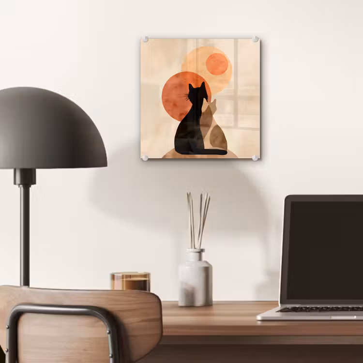 Glas schilderij - Katten - Zwart - Abstract - Cirkels — 7