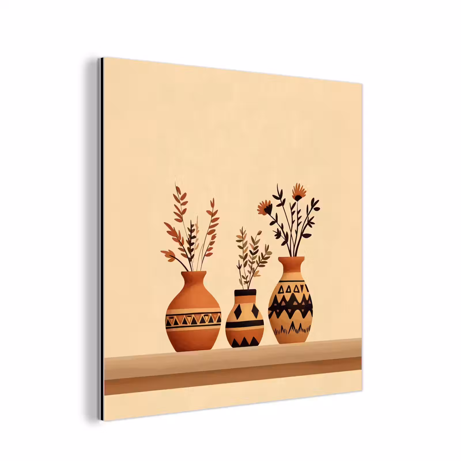 Aluminium schilderij - Vazen - Bloemen - Bladeren - Minimalistisch — 1