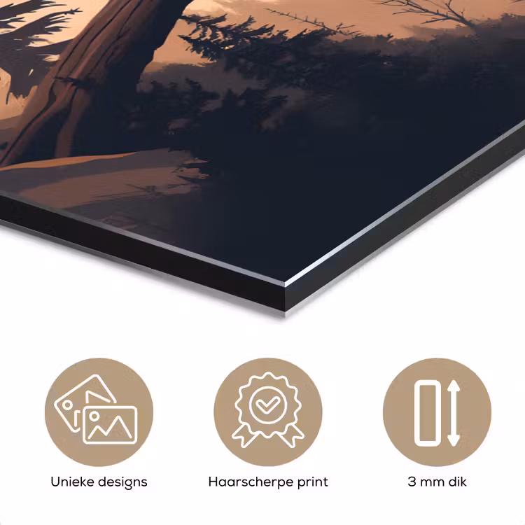 Aluminium schilderij - Beren - Bomen - Landschap - Zonsondergang — 7