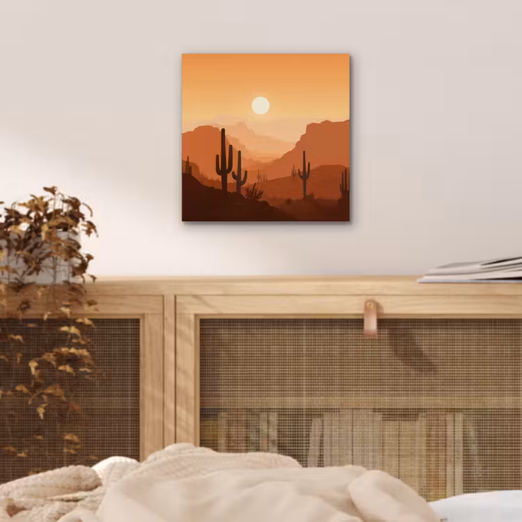 Aluminium schilderij - Landschap - Woestijn - Cactussen - Zon — 4