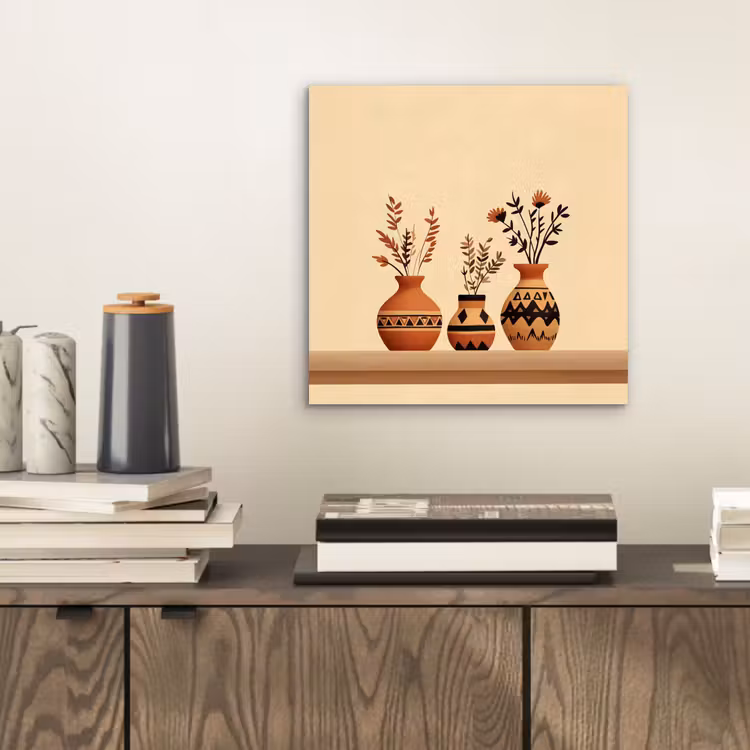 Aluminium schilderij - Vazen - Bloemen - Bladeren - Minimalistisch — 2