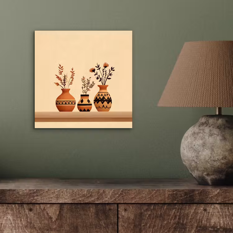 Aluminium schilderij - Vazen - Bloemen - Bladeren - Minimalistisch — 3