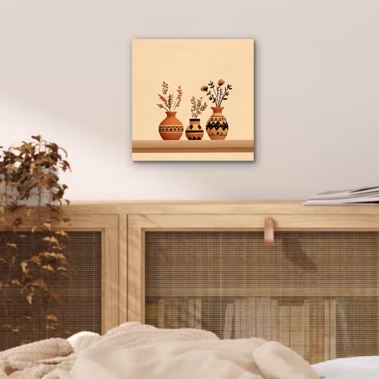 Aluminium schilderij - Vazen - Bloemen - Bladeren - Minimalistisch — 4