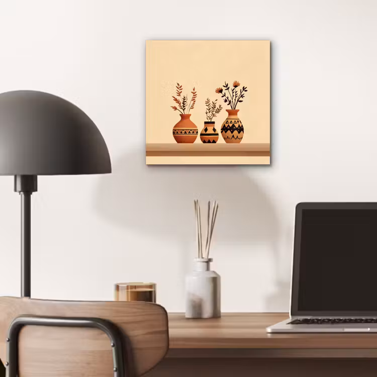 Aluminium schilderij - Vazen - Bloemen - Bladeren - Minimalistisch — 6