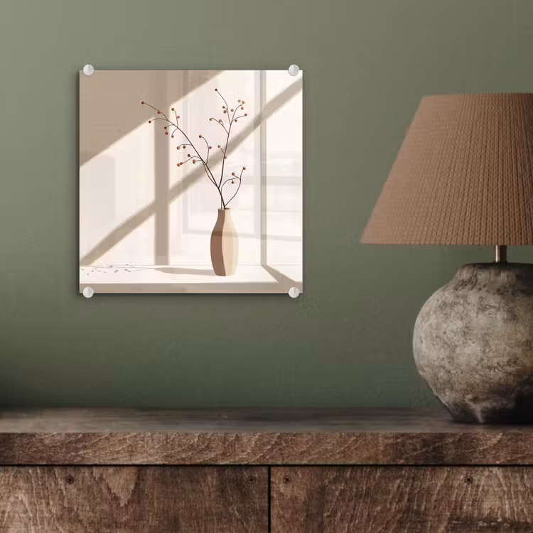 Glas schilderij - Vaas - Takken - Bessen - Minimalistisch — 4