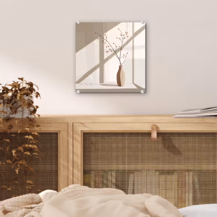Glas schilderij - Vaas - Takken - Bessen - Minimalistisch — 5