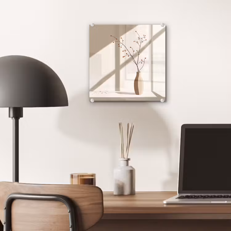 Glas schilderij - Vaas - Takken - Bessen - Minimalistisch — 7