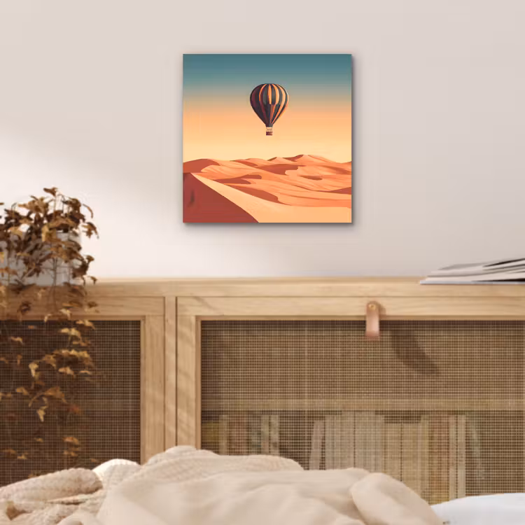 Aluminium schilderij - Luchtballon - Woestijn - Zonsondergang - Blauw — 4