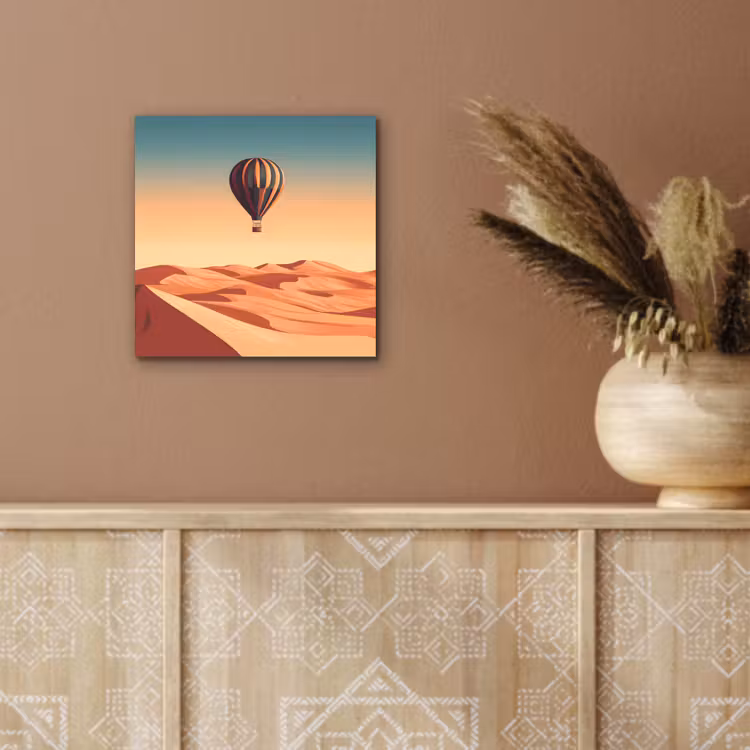 Aluminium schilderij - Luchtballon - Woestijn - Zonsondergang - Blauw — 5