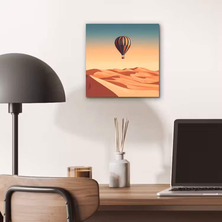 Aluminium schilderij - Luchtballon - Woestijn - Zonsondergang - Blauw — 6