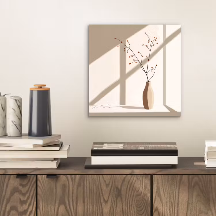 Aluminium schilderij - Vaas - Takken - Bessen - Minimalistisch — 2