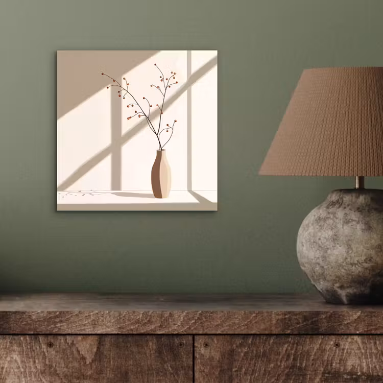 Aluminium schilderij - Vaas - Takken - Bessen - Minimalistisch — 3