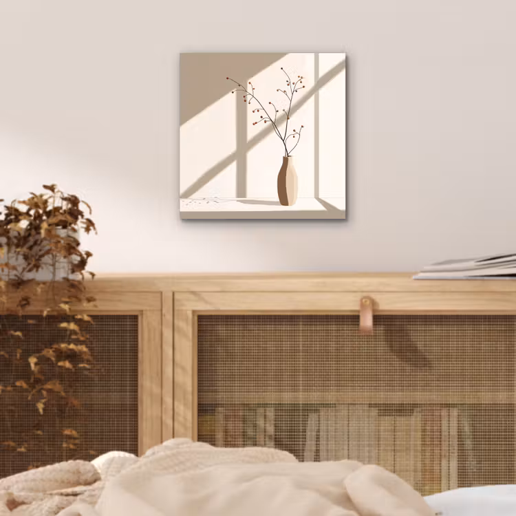 Aluminium schilderij - Vaas - Takken - Bessen - Minimalistisch — 4