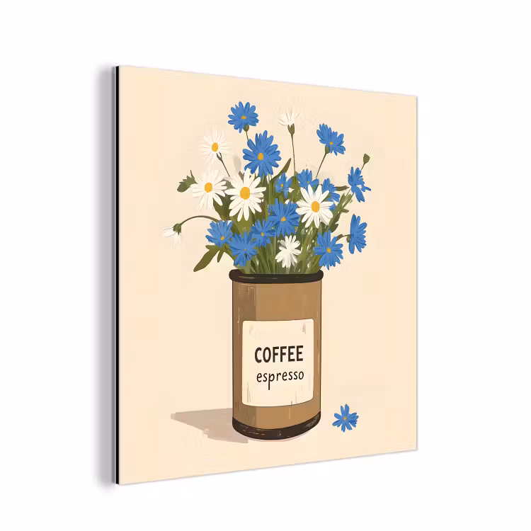 Aluminium schilderij - Coffee - Blik - Minimalistisch - Bloemen — 1
