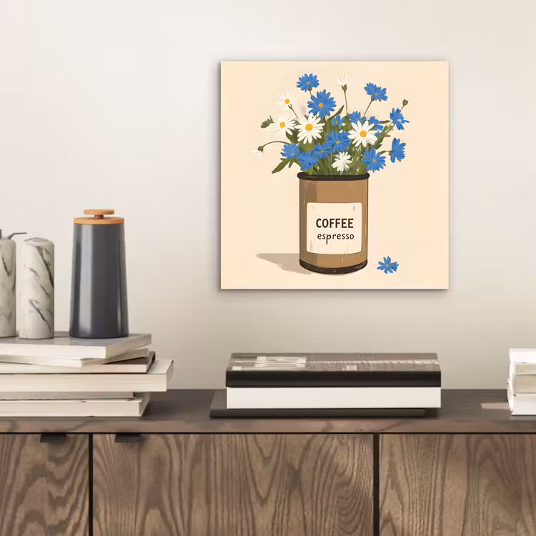 Aluminium schilderij - Coffee - Blik - Minimalistisch - Bloemen — 2