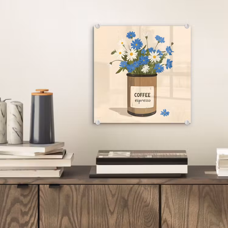 Glas schilderij - Coffee - Blik - Minimalistisch - Bloemen — 2