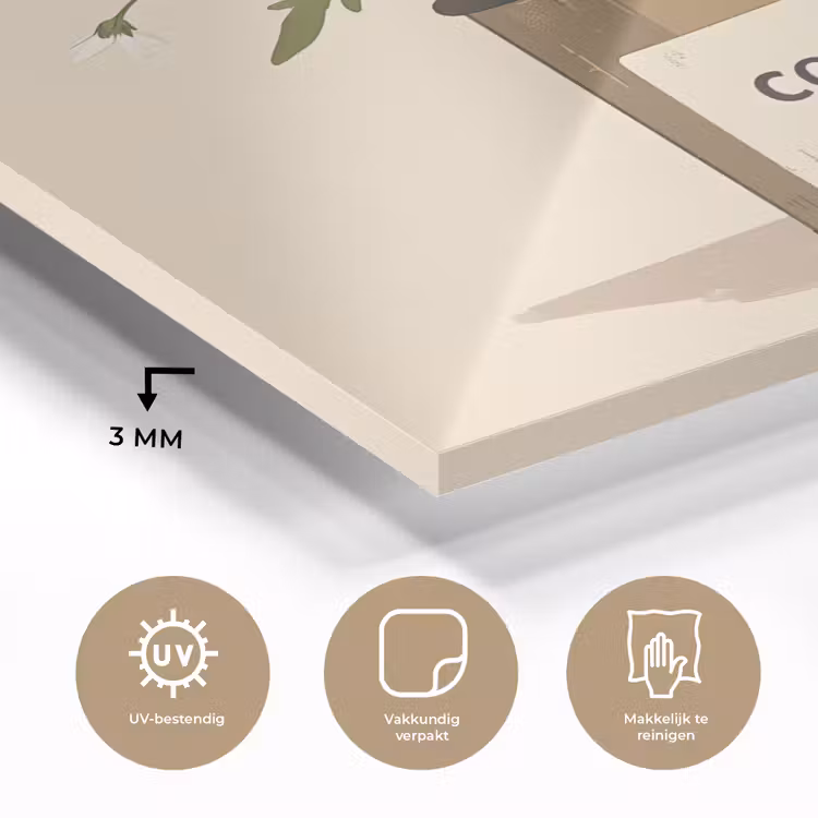 Glas schilderij - Coffee - Blik - Minimalistisch - Bloemen — 3