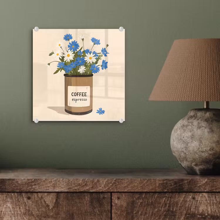 Glas schilderij - Coffee - Blik - Minimalistisch - Bloemen — 4