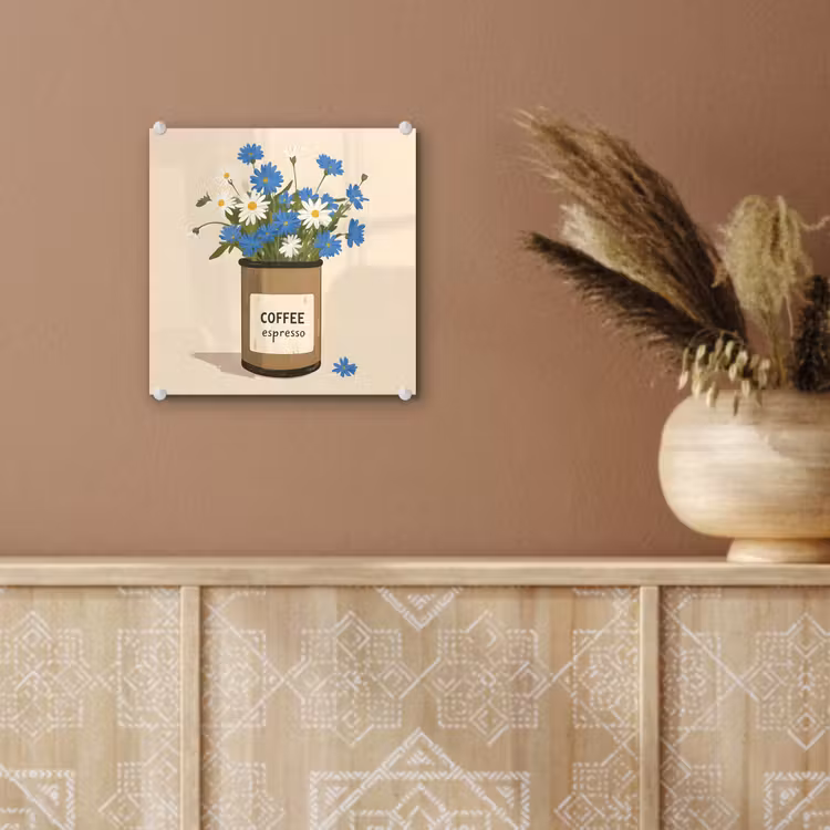 Glas schilderij - Coffee - Blik - Minimalistisch - Bloemen — 6
