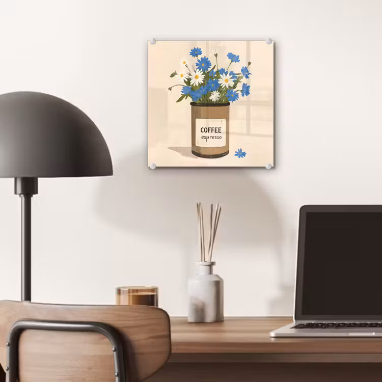 Glas schilderij - Coffee - Blik - Minimalistisch - Bloemen — 7