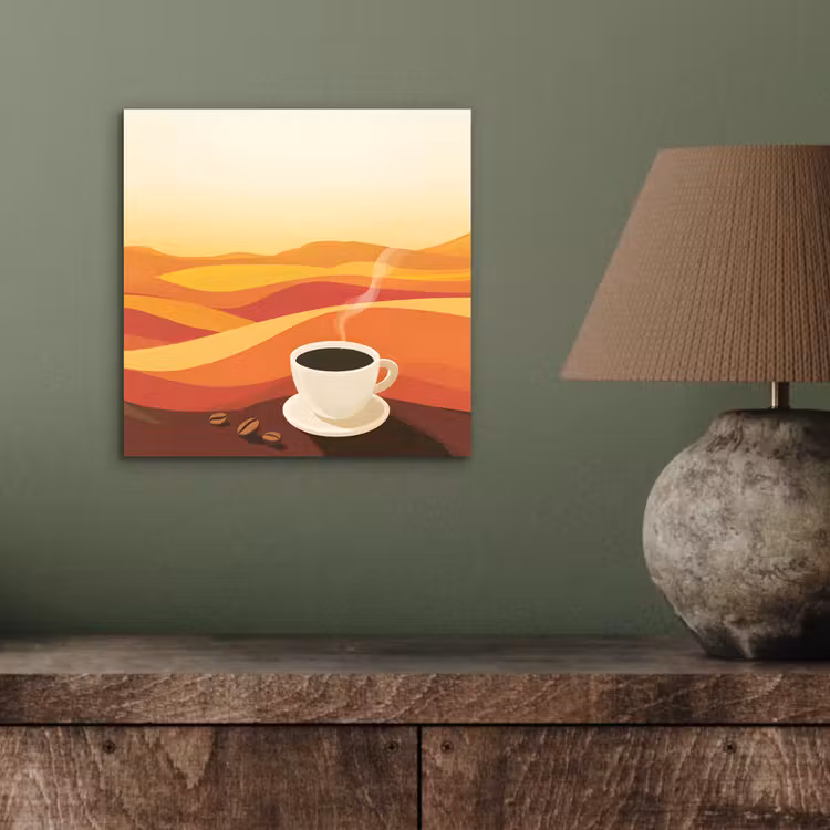 Aluminium schilderij - Koffie - Landschap - Oranje - Koffiebonen — 3