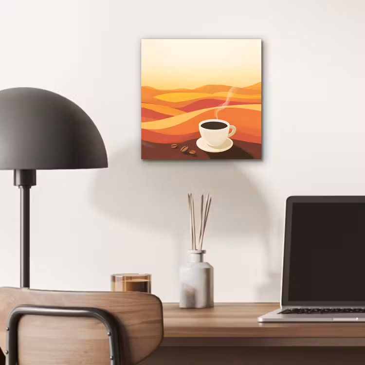Aluminium schilderij - Koffie - Landschap - Oranje - Koffiebonen — 6