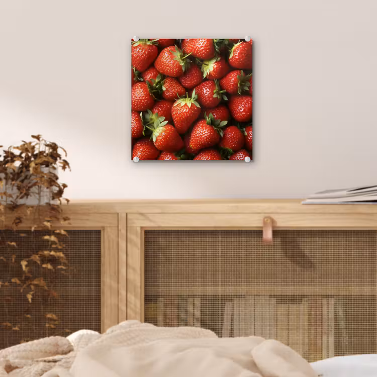 Glas schilderij - Aardbei - Fruit - Rood — 5