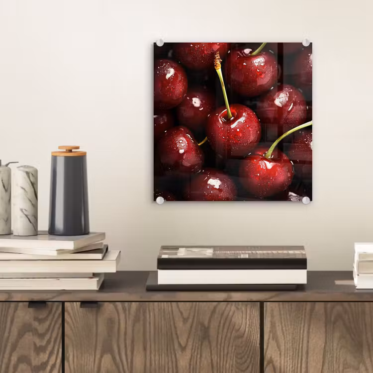 Glas schilderij - Rood - Fruit - Kersen — 2