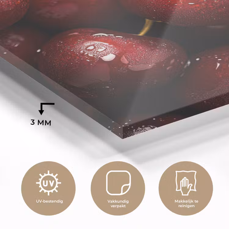 Glas schilderij - Rood - Fruit - Kersen — 3