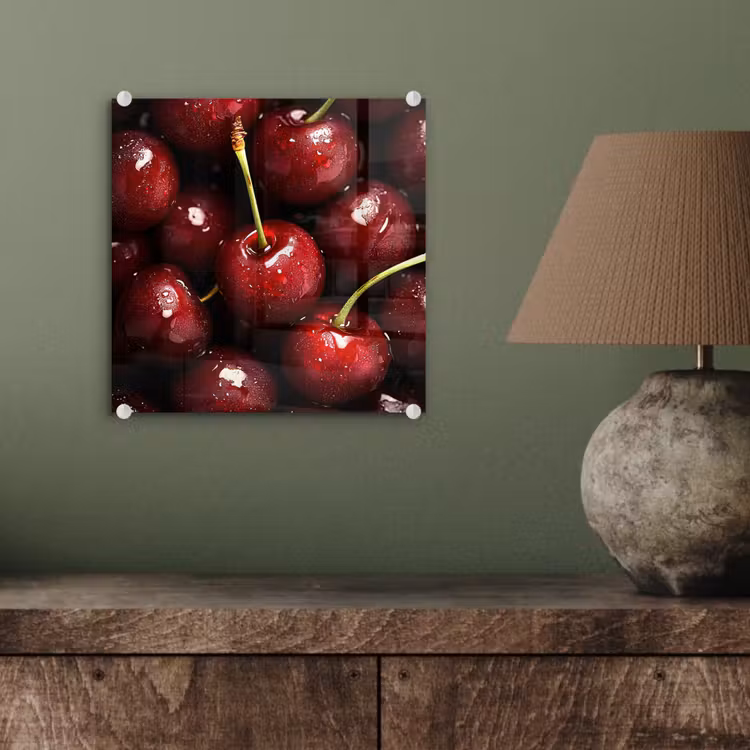 Glas schilderij - Rood - Fruit - Kersen — 4