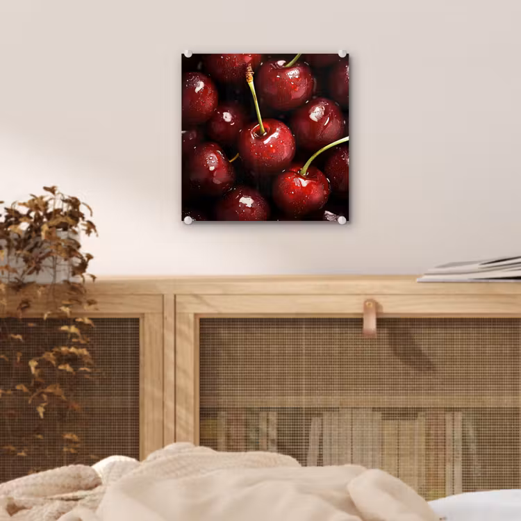 Glas schilderij - Rood - Fruit - Kersen — 5