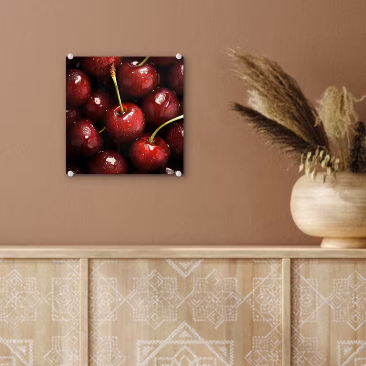 Glas schilderij - Rood - Fruit - Kersen — 6