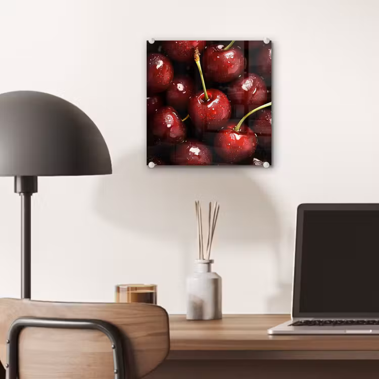 Glas schilderij - Rood - Fruit - Kersen — 7