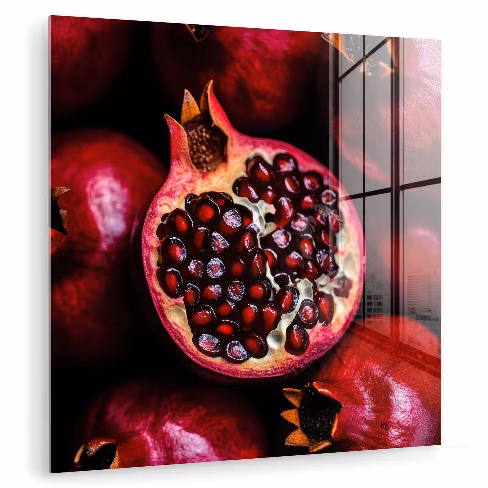 Glas schilderij - Granaatappel - Rood - Fruit — 1