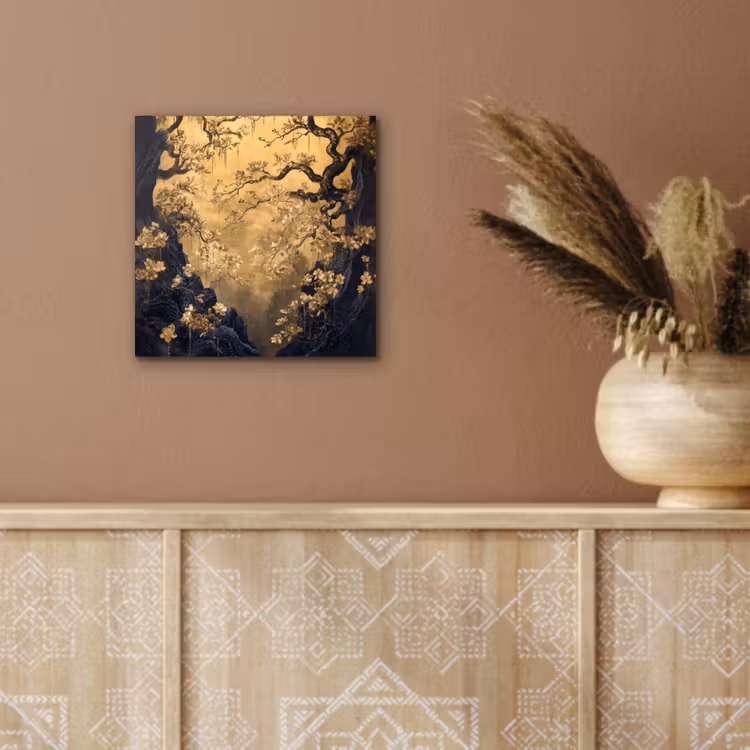 Aluminium schilderij - Bloemen - Takken - Goud - Sierlijk — 5