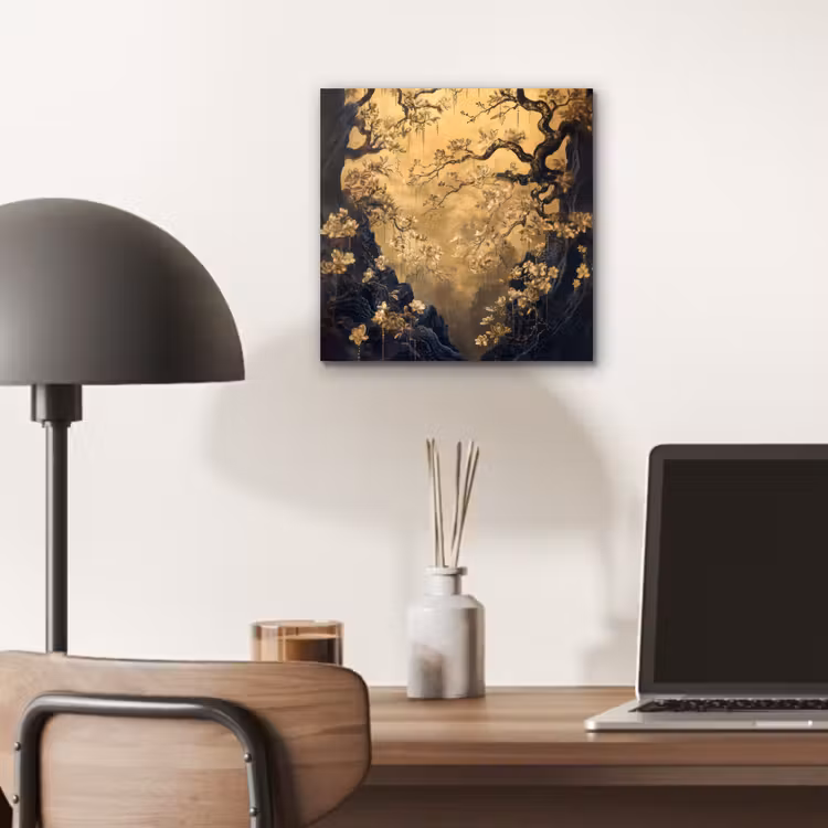 Aluminium schilderij - Bloemen - Takken - Goud - Sierlijk — 6