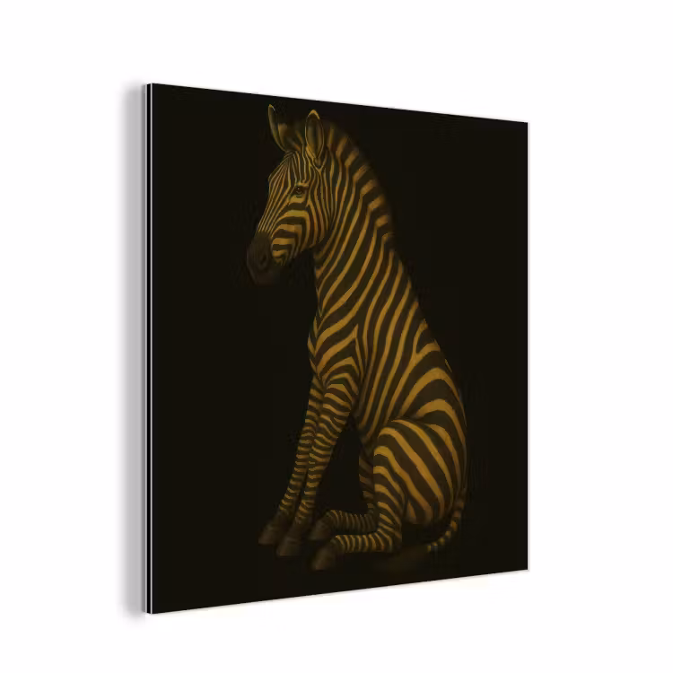 Aluminium schilderij - Zebra - Strepen - Goud — 1