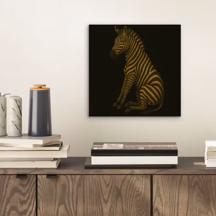 Aluminium schilderij - Zebra - Strepen - Goud — 2
