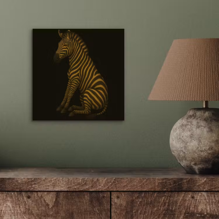 Aluminium schilderij - Zebra - Strepen - Goud — 3