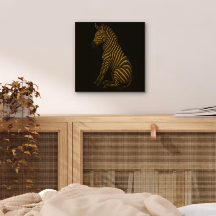 Aluminium schilderij - Zebra - Strepen - Goud — 4