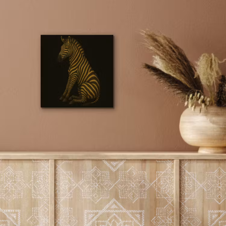Aluminium schilderij - Zebra - Strepen - Goud — 5